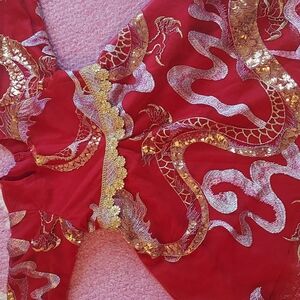 Red and Gold  Embroidered Dress For 1 Year Baby Girl
